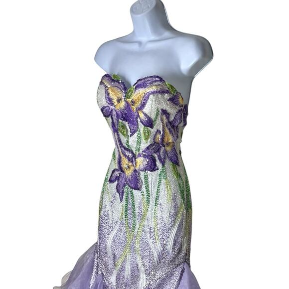 Cassandra Stone Sz 2 Prom Pageant HOCO Long Mermaid Purple Fitted Dress Sequin - Picture 2 of 12